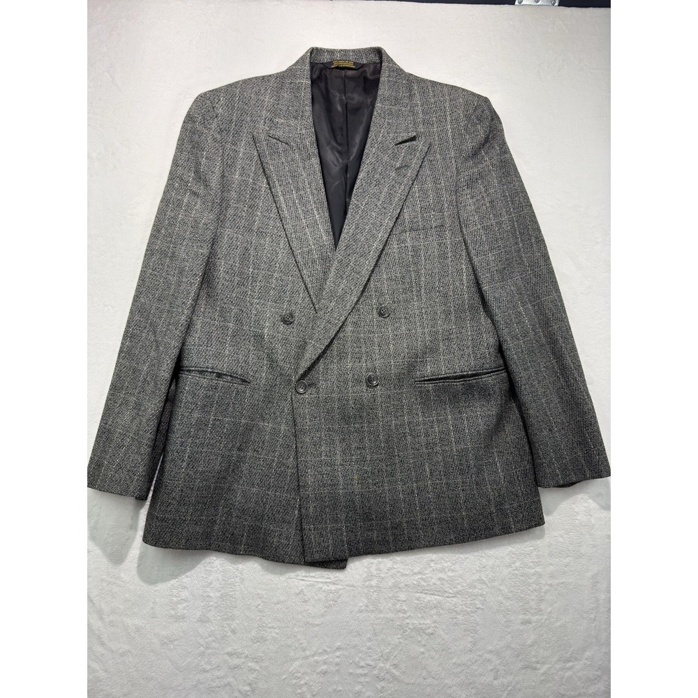 Strathmore Blazer Mens 40 Wool Herringbone Sport Coat Double Breasted Jacket